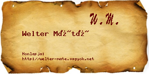 Welter Máté névjegykártya